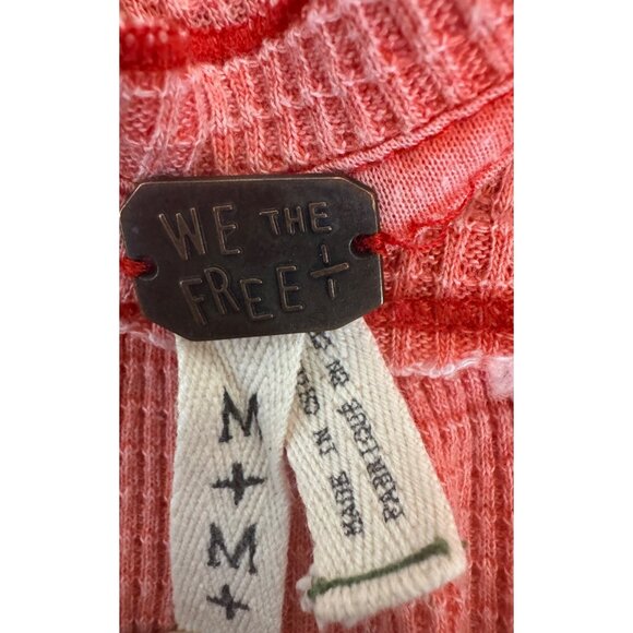 2/$30 We The Free By Free People Medium Red/Coral Kai Henley Top Hi Low - Picture 6 of 16